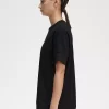 Damen-T-Shirt aus Piqué mit transparentem Besatz