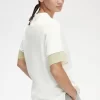 Damen-T-Shirt aus Piqué mit transparentem Besatz