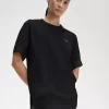 Damen-T-Shirt aus Piqué mit transparentem Besatz