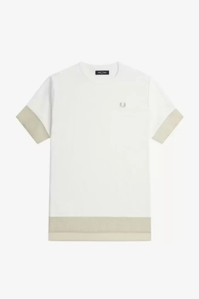 Damen-T-Shirt aus Piqué mit transparentem Besatz