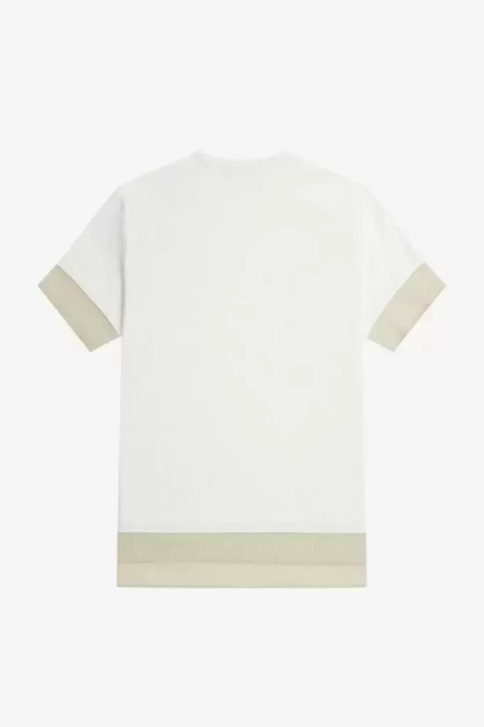 Damen-T-Shirt aus Piqué mit transparentem Besatz
