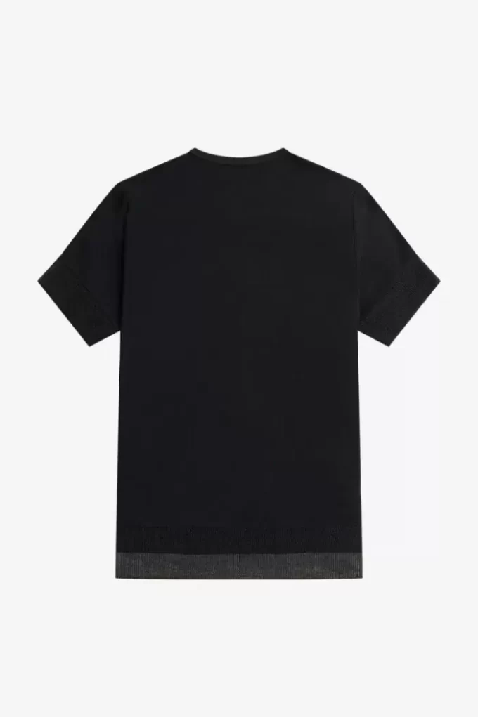 Damen-T-Shirt aus Piqué mit transparentem Besatz