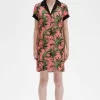 Damenkleid mit Palmendruck-Shirt