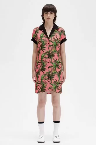 Damenkleid mit Palmendruck-Shirt