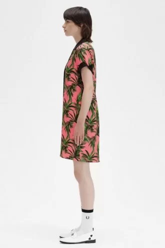 Damenkleid mit Palmendruck-Shirt