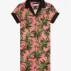 Damenkleid mit Palmendruck-Shirt
