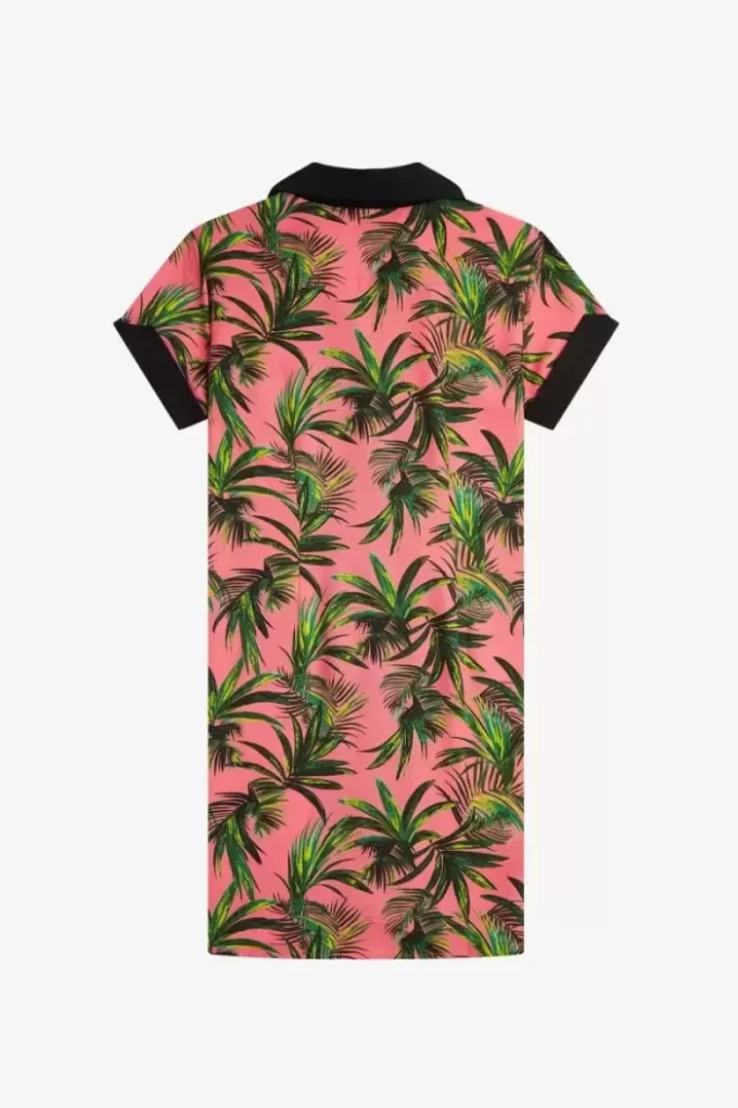 Damenkleid mit Palmendruck-Shirt