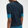 Damenpullover mit kontrastierendem Rippenmuster und kurzen Ärmeln