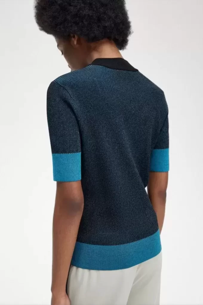 Damenpullover mit kontrastierendem Rippenmuster und kurzen Ärmeln