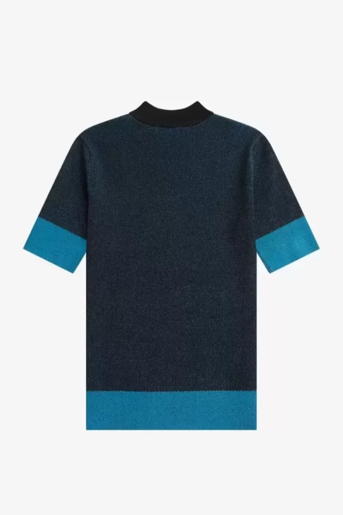 Damenpullover mit kontrastierendem Rippenmuster und kurzen Ärmeln