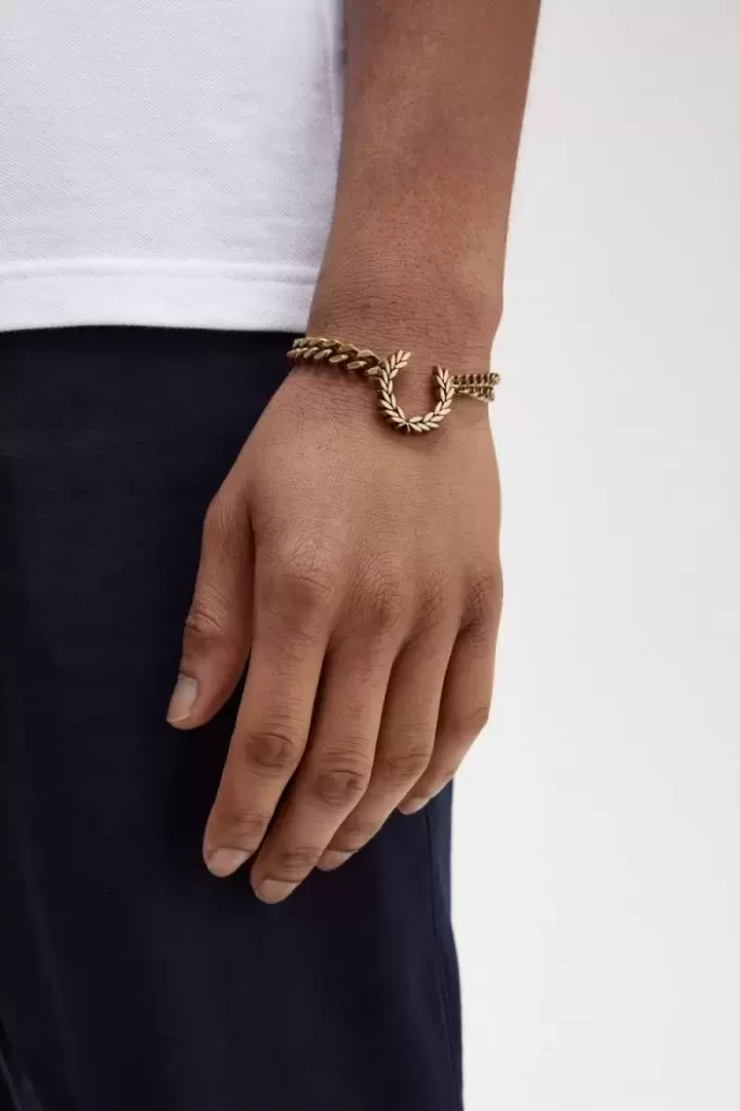 Doppeltes Lorbeerkranz-Armband mit Kette für Damen