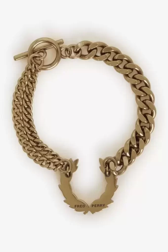 Doppeltes Lorbeerkranz-Armband mit Kette für Damen