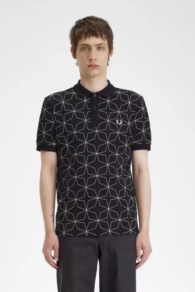 Geometrisches Herren-Poloshirt