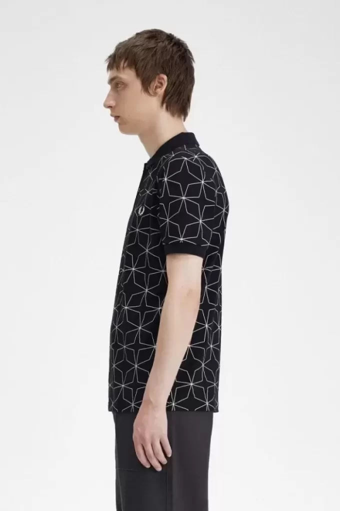 Geometrisches Herren-Poloshirt