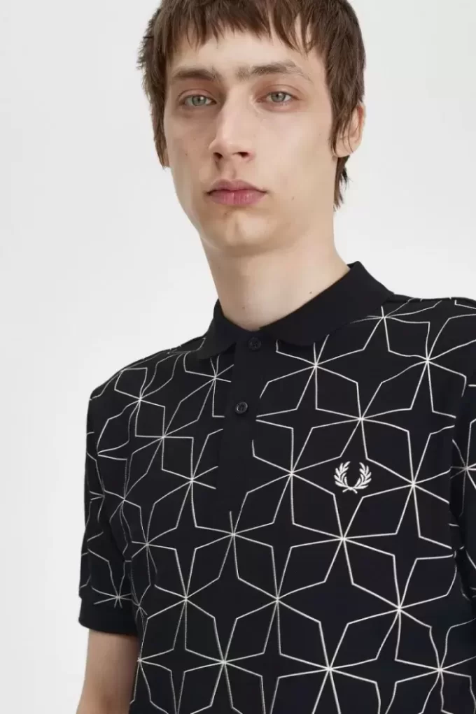 Geometrisches Herren-Poloshirt