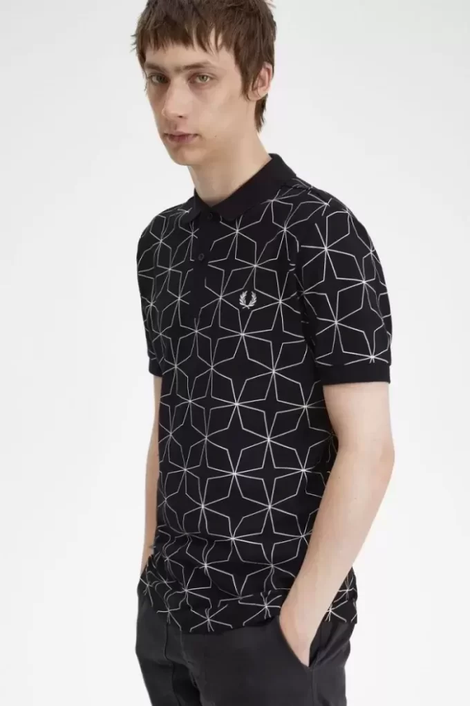 Geometrisches Herren-Poloshirt