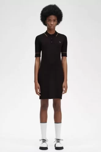 Geripptes Strickhemd Damenkleid