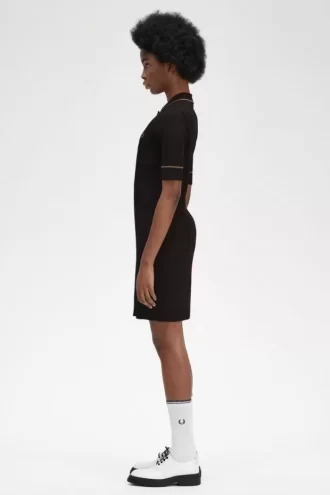 Geripptes Strickhemd Damenkleid