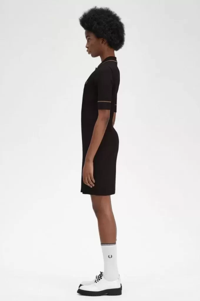 Geripptes Strickhemd Damenkleid