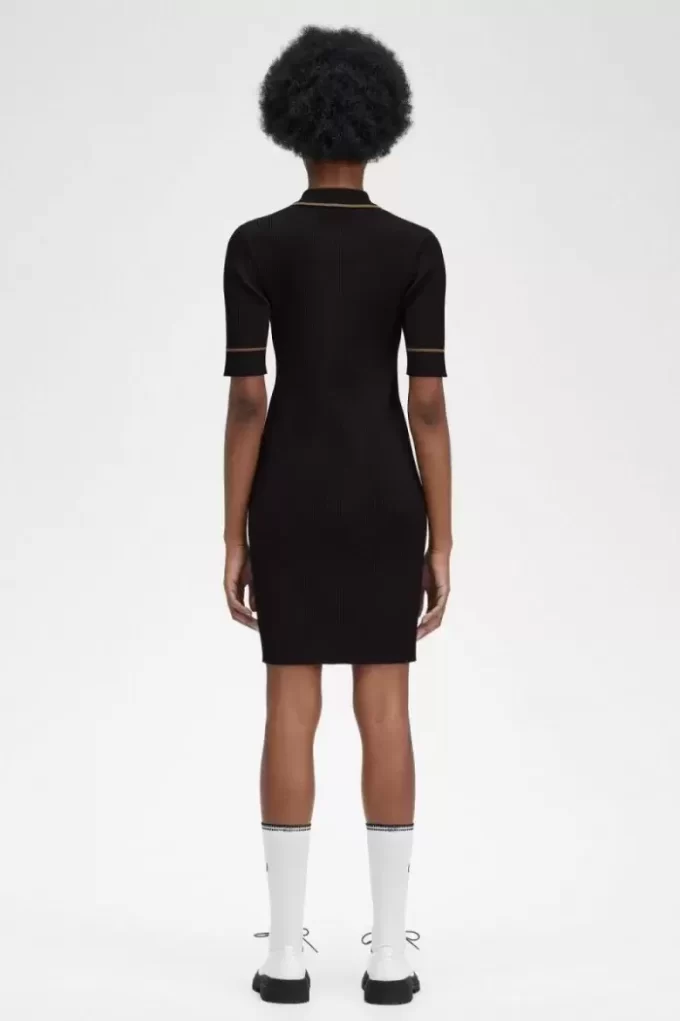 Geripptes Strickhemd Damenkleid