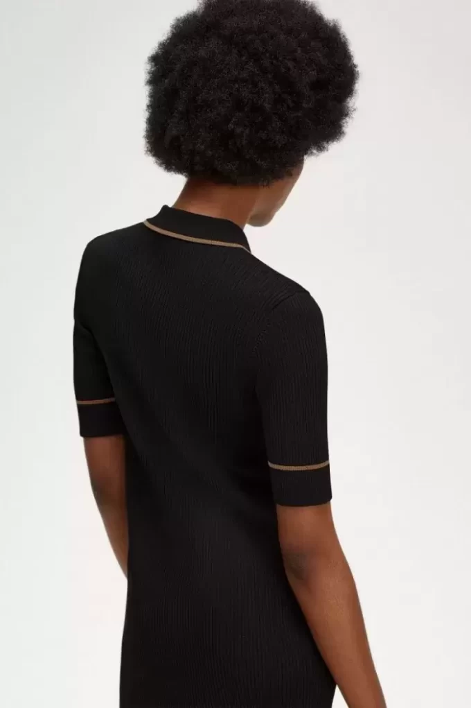 Geripptes Strickhemd Damenkleid