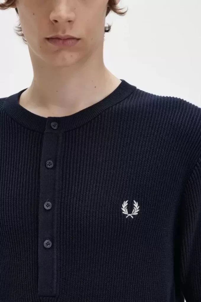 Geripptes Strickhemd für Herren