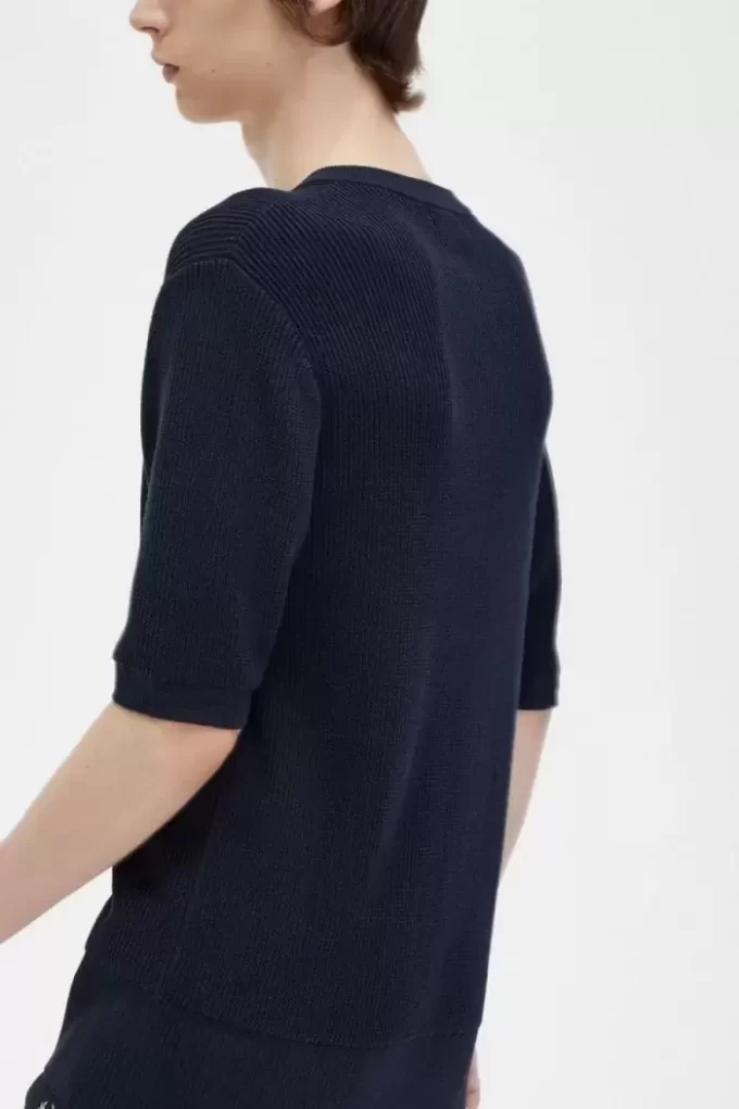 Geripptes Strickhemd für Herren