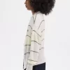 Gestreifte Damen-Strickjacke mit offenem Strick