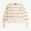 Gestreifte Damen-Strickjacke mit offenem Strick