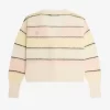 Gestreifte Damen-Strickjacke mit offenem Strick