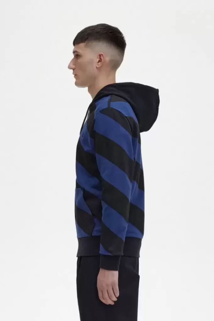 Gestreifte Herren-Sweatshirts mit durchgehendem Reißverschluss und Kapuze