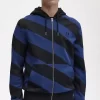 Gestreifte Herren-Sweatshirts mit durchgehendem Reißverschluss und Kapuze