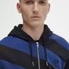 Gestreifte Herren-Sweatshirts mit durchgehendem Reißverschluss und Kapuze