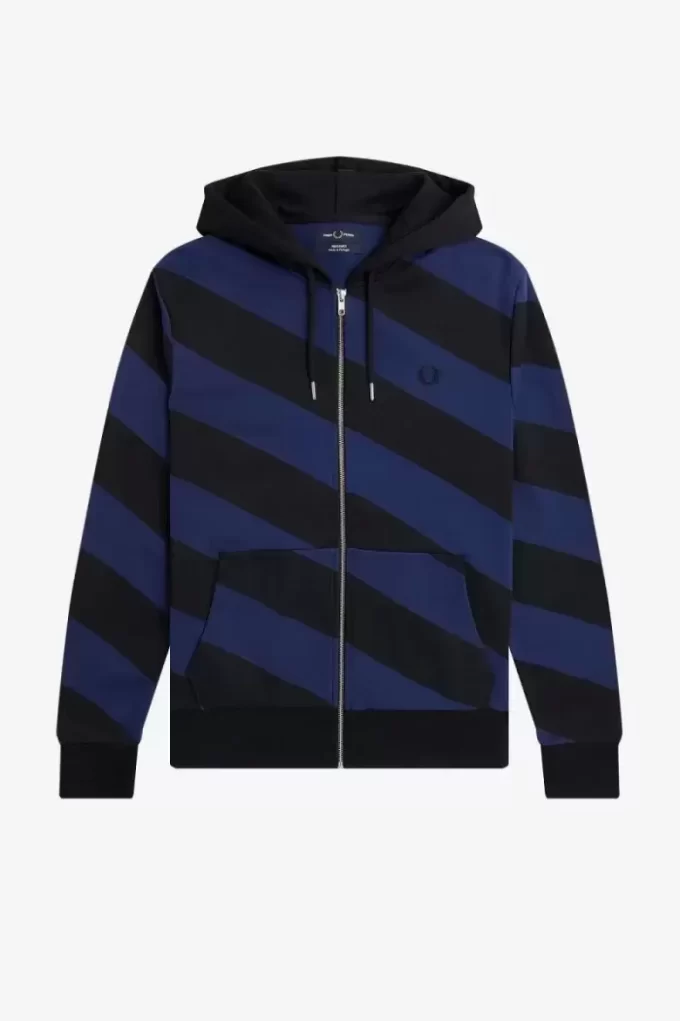 Gestreifte Herren-Sweatshirts mit durchgehendem Reißverschluss und Kapuze