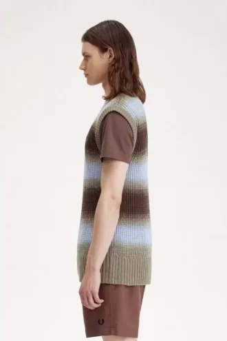 Gestreifte, offen gestrickte Herren-Tanktops