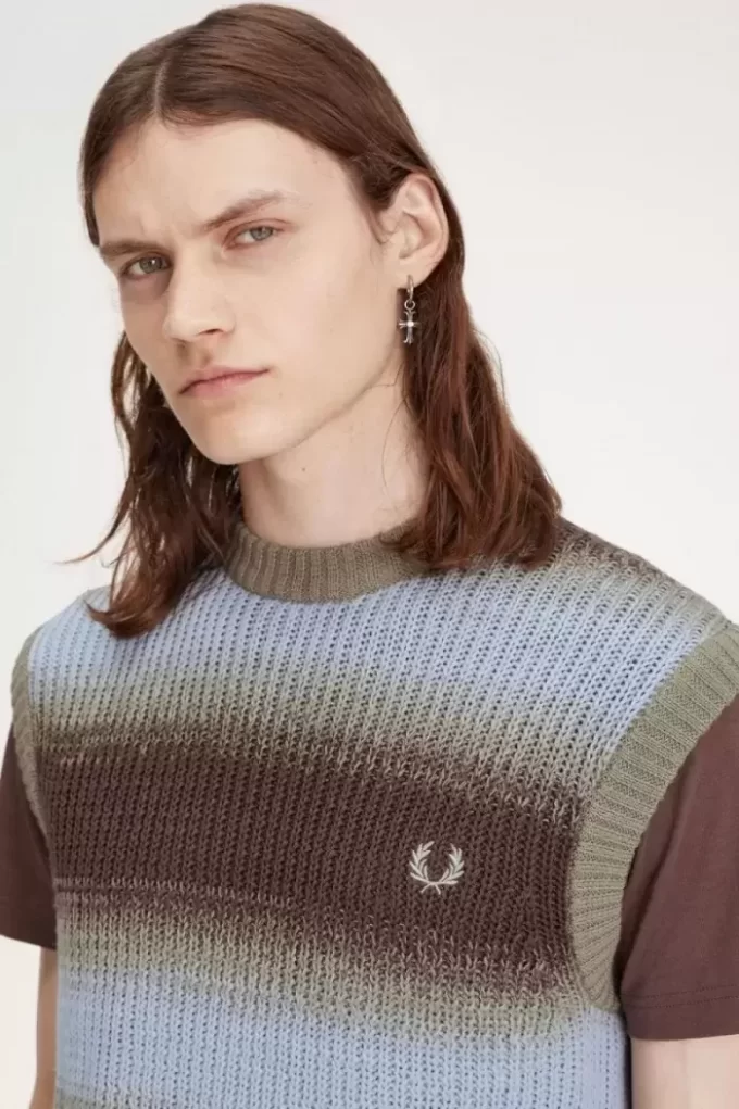 Gestreifte, offen gestrickte Herren-Tanktops