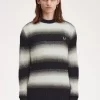 Gestreifter, offener Strickpullover für Herren