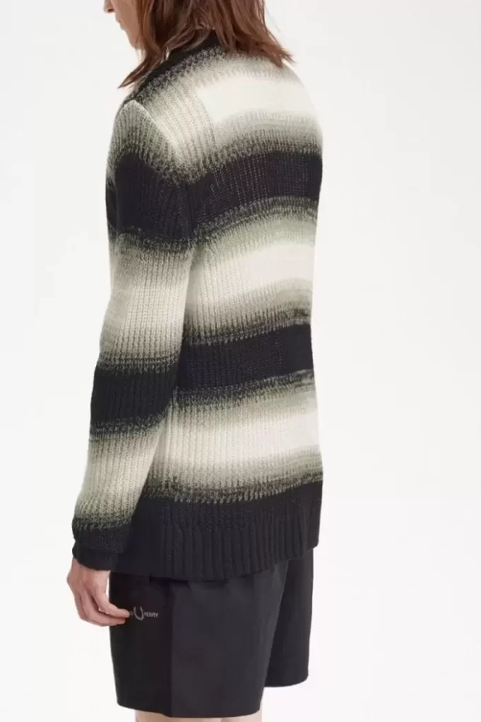 Gestreifter, offener Strickpullover für Herren
