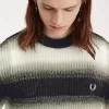 Gestreifter, offener Strickpullover für Herren