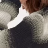 Gestreifter, offener Strickpullover für Herren