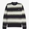 Gestreifter, offener Strickpullover für Herren