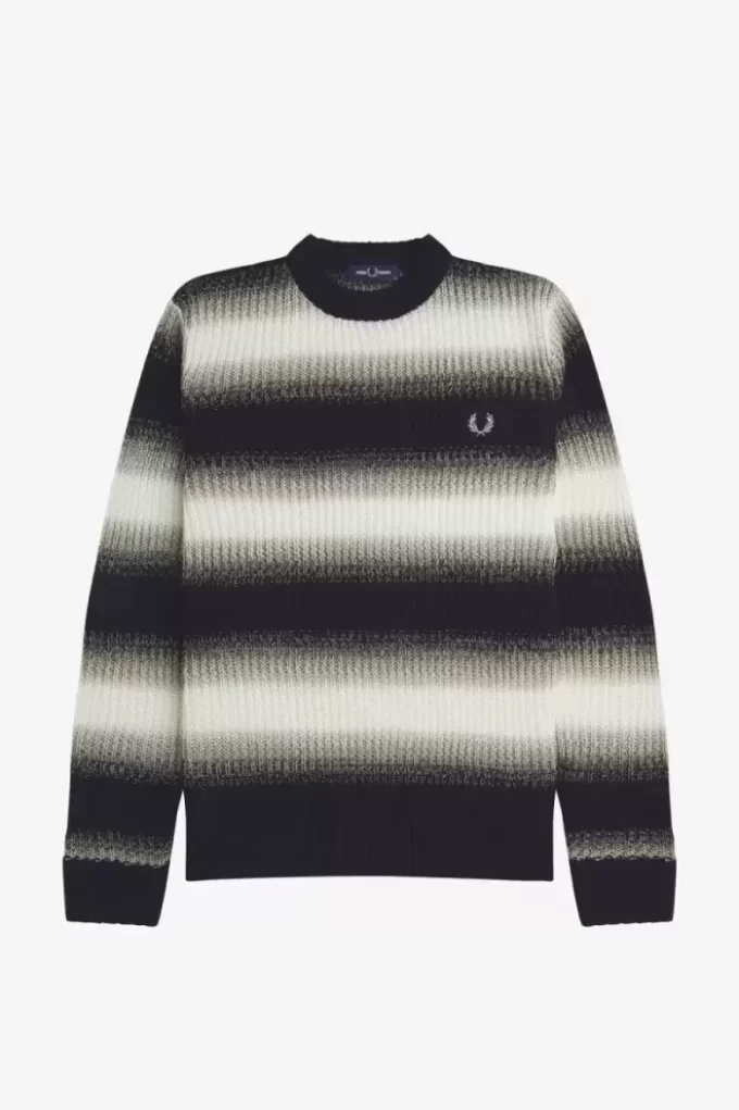 Gestreifter, offener Strickpullover für Herren