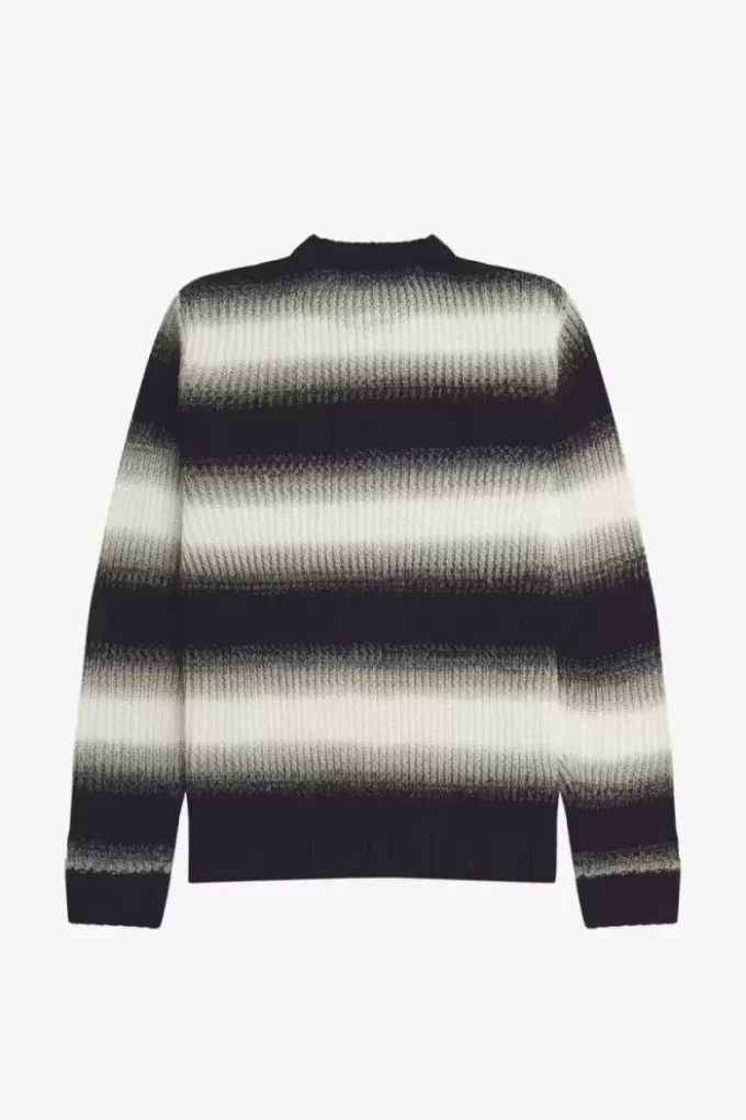 Gestreifter, offener Strickpullover für Herren