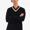 Gestreifter Pullover mit V-Ausschnitt