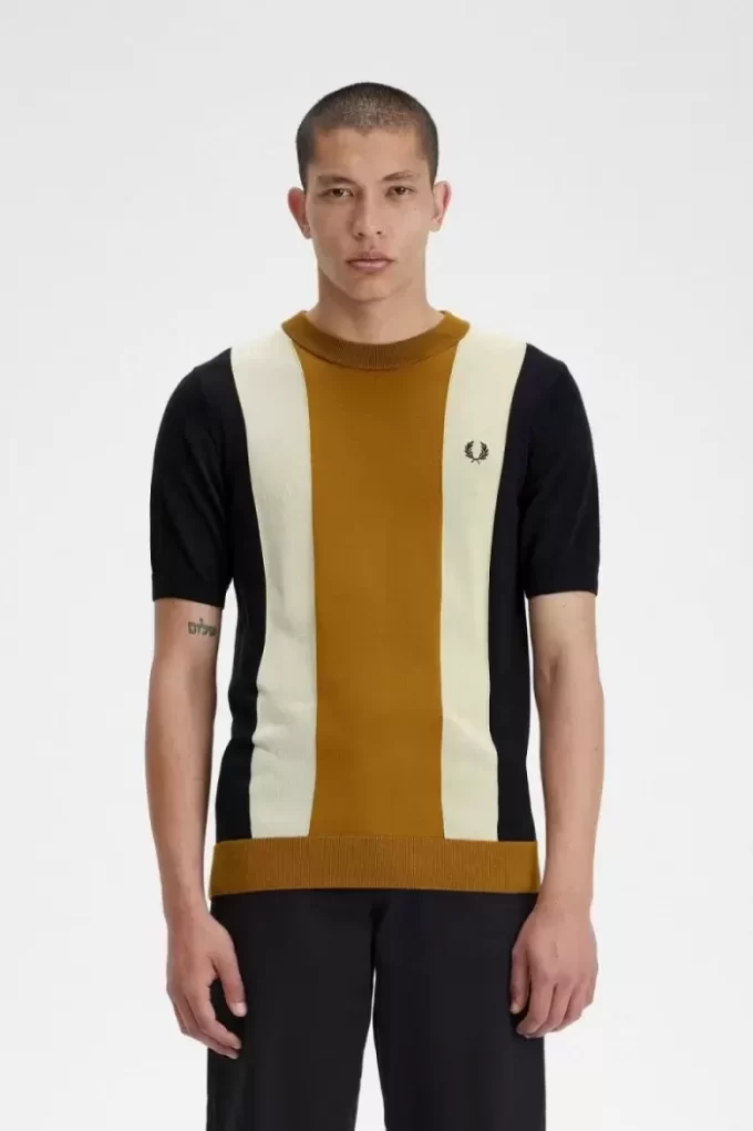 Gestreiftes Feinstrick-T-Shirt für Herren