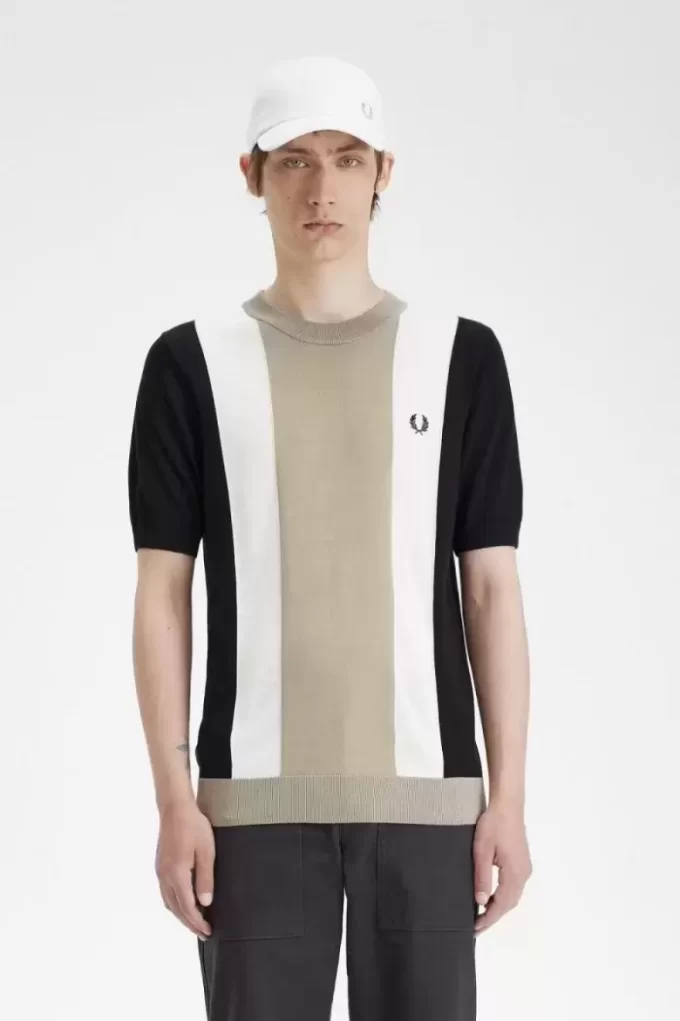 Gestreiftes Feinstrick-T-Shirt für Herren