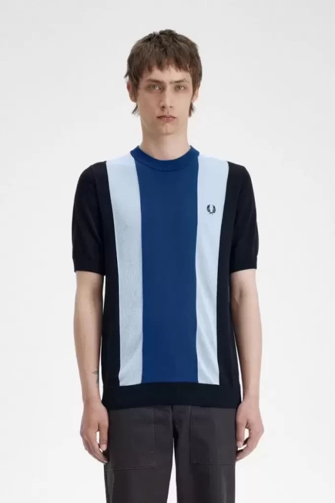 Gestreiftes Feinstrick-T-Shirt für Herren
