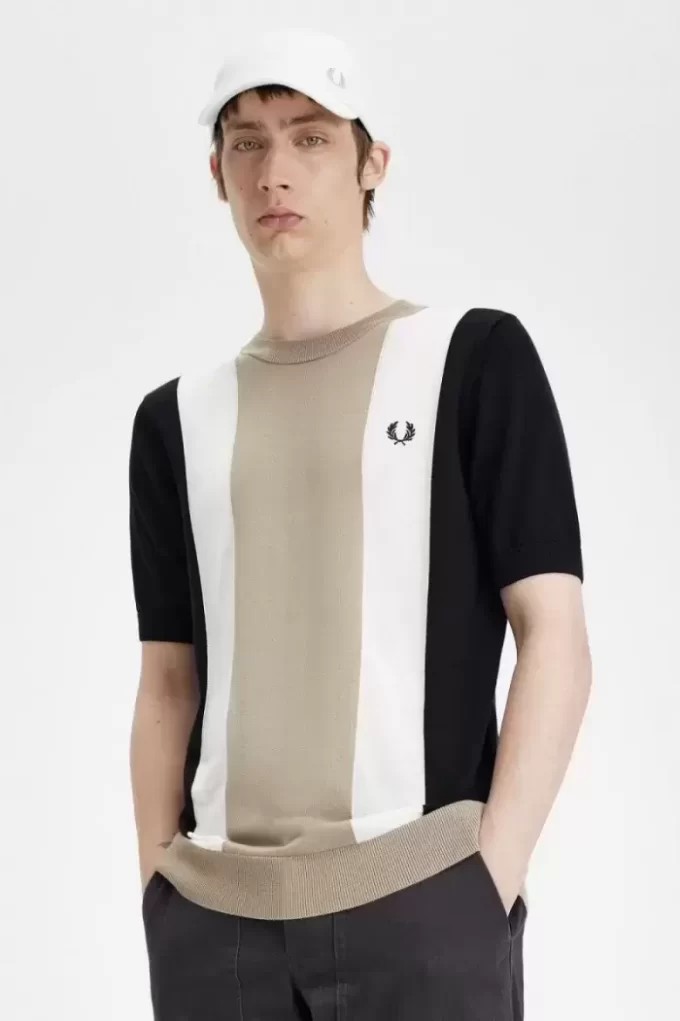 Gestreiftes Feinstrick-T-Shirt für Herren