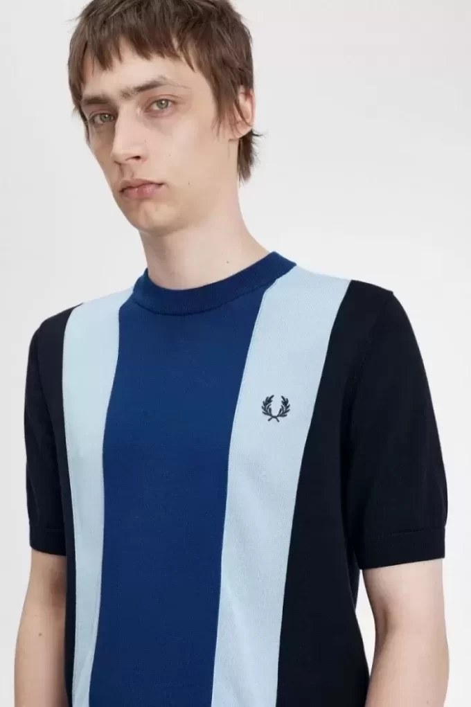 Gestreiftes Feinstrick-T-Shirt für Herren