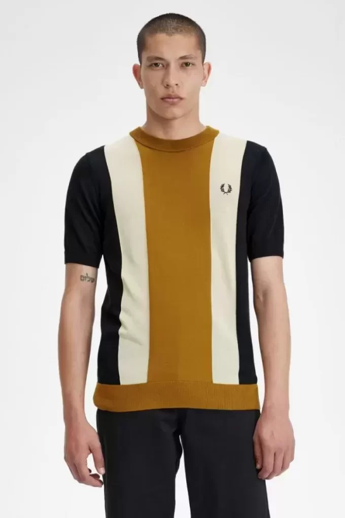 Gestreiftes Feinstrick-T-Shirt für Herren